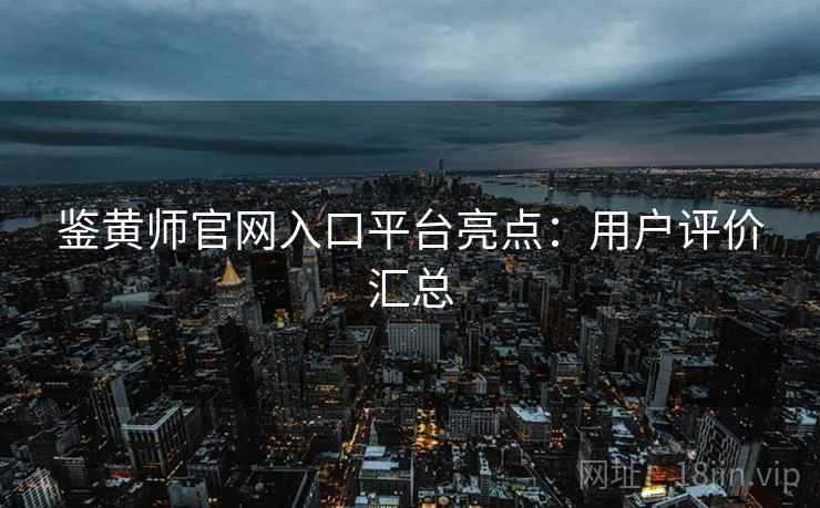 鉴黄师官网入口平台亮点：用户评价汇总